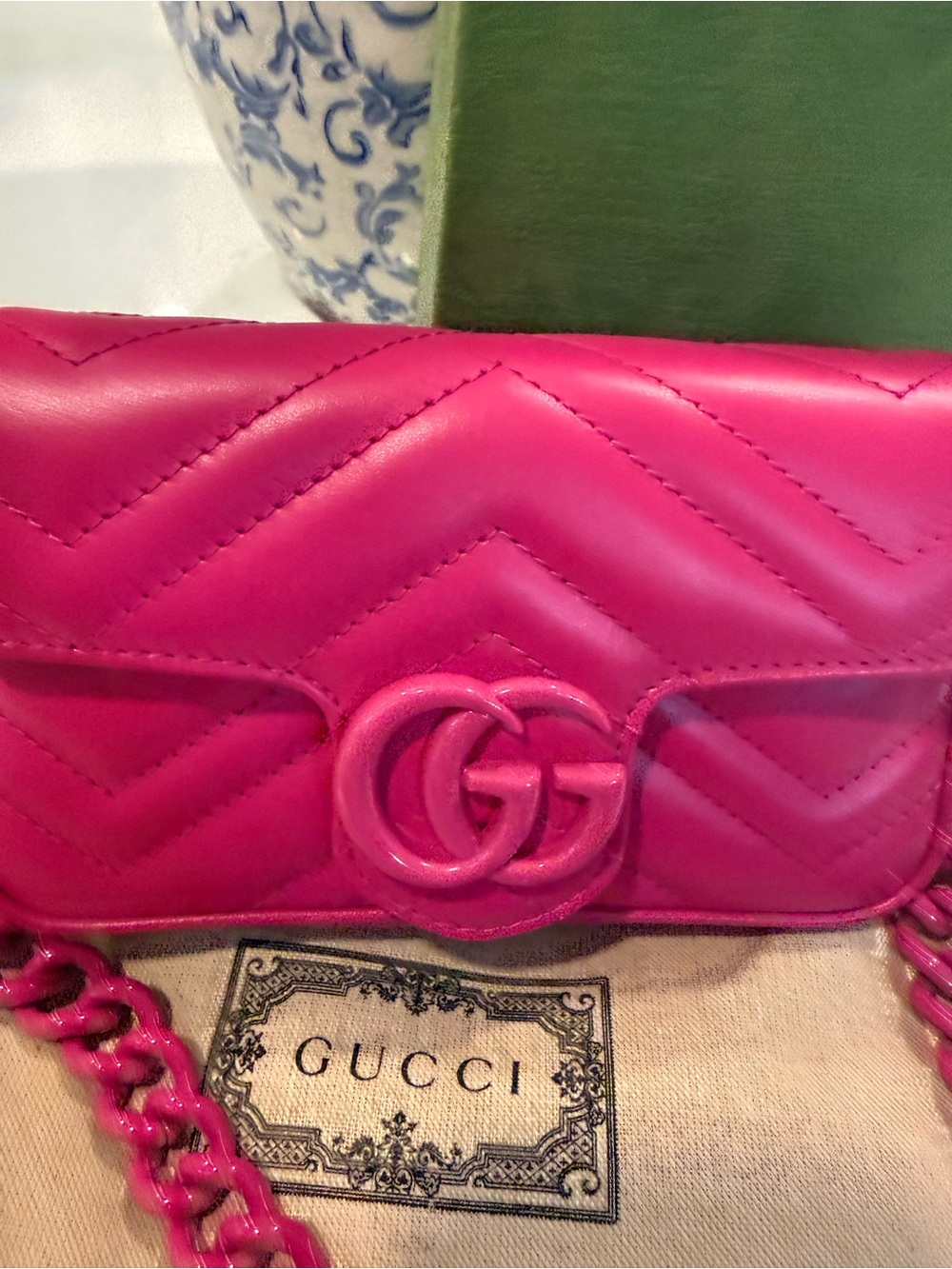 Gucci Pink Matelassé Leather Crossbody with GG Logo